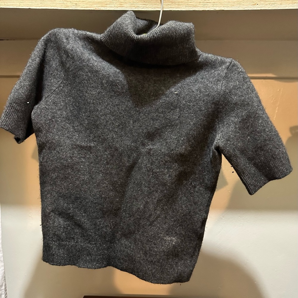 Issac Mizrahi cropped 100% cashmere turtleneck sweater - Gray - Large